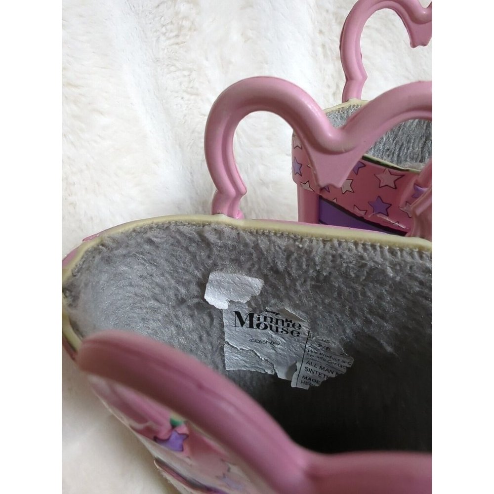 Western Chief Minnie Mouse Boots Girls Sz 7/8 fur‎ lined rain Pink - Picture 4 of 6